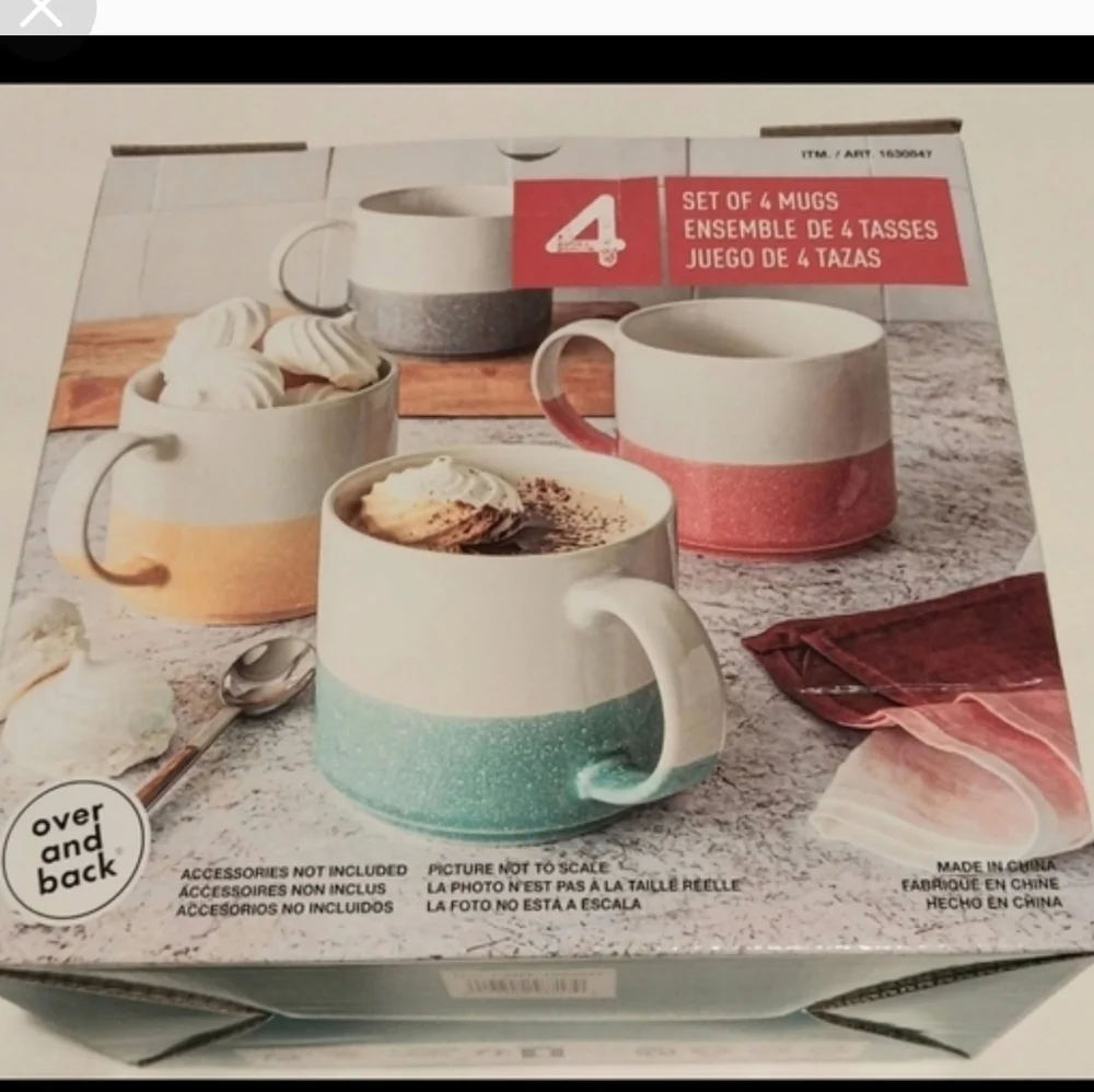 Over & Back: 16 oz Porcelain Coffee Mugs Set, Stoneware Coffee & Tea Cups - Picture 1 of 2